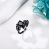 HUKKUN Blue Sandstone Ring Sterling Silver Black Galaxy Engagement Ring