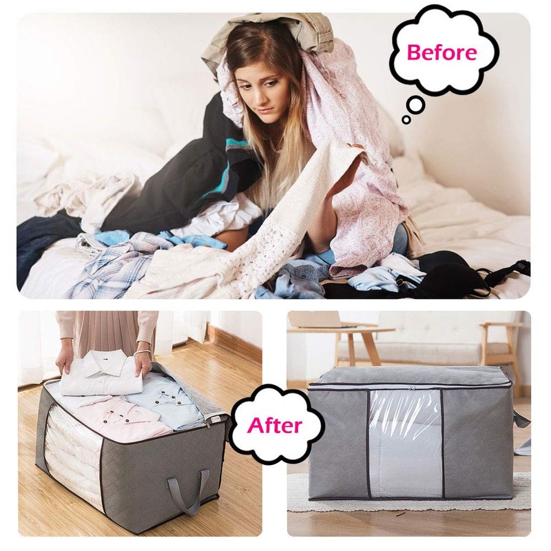 LATTCURE Pack of 3 Storage Bags, Foldable Storage Boxes, Large