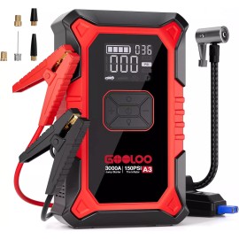 GOOLOO A3 Jump Starter with Air Compressor, 3000A Portable Car Battery Booster  150PSI