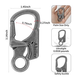 Ahiller Carabiner Clip, Double Anti-Misopening Locking Design, 3" Zinc Alloy Heavy Keychain for Outdoor Camping Hiking, Key Ring Clip (Deep Alloy-1P)