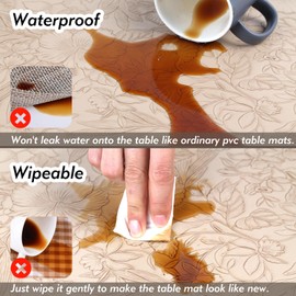 Reversible Embossed PU Faux Leather Placemats Set of 4, Warm Beige (17×11.7in) Table Mats – Heat Resistant, Wipe Clean, Washable, Anti-Slip, Stain-Resistant for Indoor & Outdoor Use Place Mats