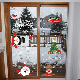 CINECE Christmas Stickers Decoration Removable Glass Window Static Stickers 223pcs DIY Decoration Waterproof Dirty Christmas Snow (3)