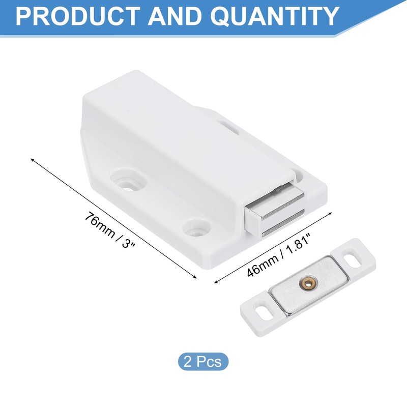 sourcing map 2 Pcs Magnetic Push Latches for Cabinet Door,