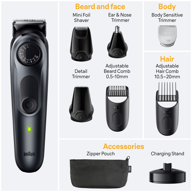 Braun All-in-One Men's Shaving Kit Series 5 5490, 9-in-1 Beard,