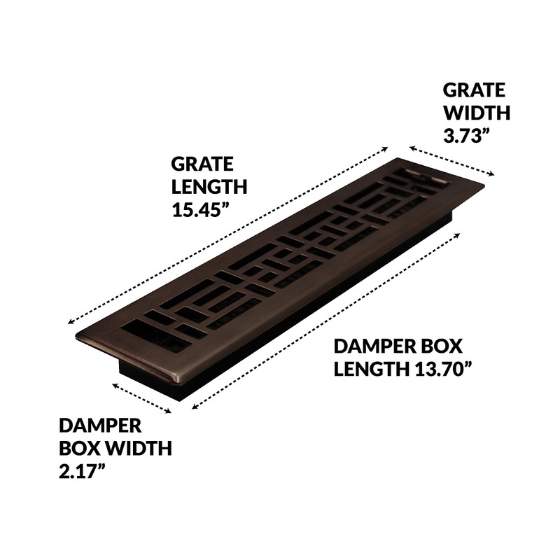 Decor Grates AJH214-RB Oriental Floor Register, 2x14 Inches, Rubbed Bronze