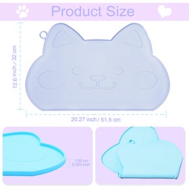 Bikabpet Dog Food Mat for Floors Waterproof,Thicker Cat Food Mat Non-Slip,Dog Bowl Mats for Food and Water,Pet Feeding Mat Silicone,Raised Edges to Prevent Tray for Dog Bowls(Blue)