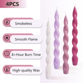 Spiral Taper Candle Unscented Candlesticks Purple Twisted Candles Long Twirl Candles Unique Candle Sticks for Home Dinner Wedding Party Decoration