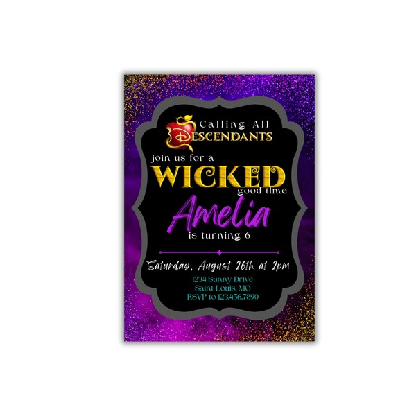 The Melange Market Custom Birthday Party Invitation - Descendants, Personalized