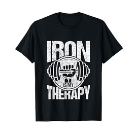 Powerlifting Strongman Tshirt - Iron Is My Therapy Tee T-Shirt