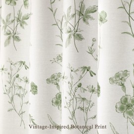 NDDYCU Sage Green Floral Vintage Shower Curtain,Cottage core Cotton Botanical Shower Curtains for Bathroom,72Wx72H