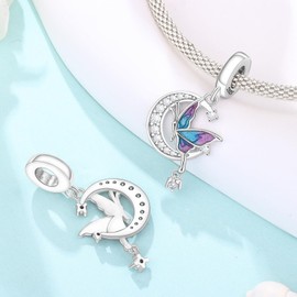 PANPOKI Charms 925 Sterling Silver Bead Charm for Women Compatible with European Bracelets and Necklaces, Sterling Silver, No Gemstone