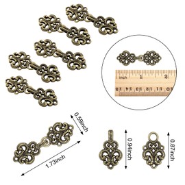WANDIC Cardigan Clips, 5 Pairs Vintage Hollow Flower Cape Fasteners Hook and Eye Cardigan Clip Cloak Fasteners for Sweater Scarf Antique