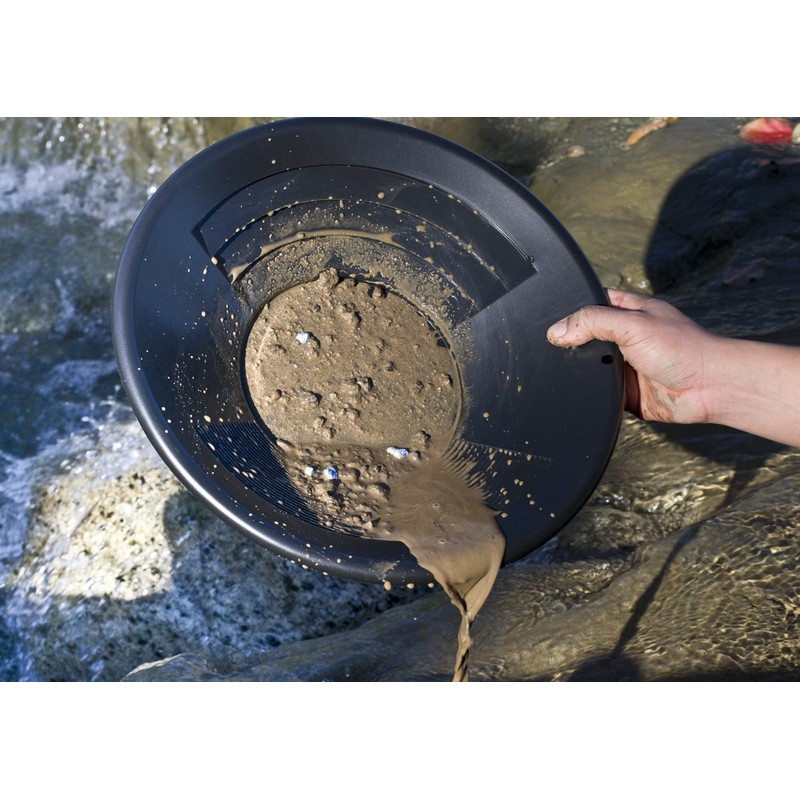 SE 14 Inch Gold Panning Pan - Dual Riffles for