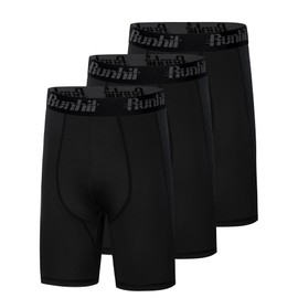 Runhit 3 Pack Youth Boys' Compression Shorts,Boys Performance Athletic Base Layers Underwear Sports Shorts Black+Black+Black XS