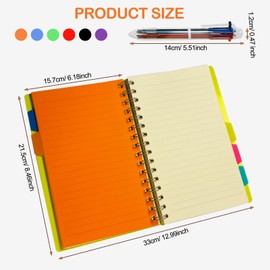 Spiral Notebook with Pen, ZACHMEST A5 Lined Notebook with Index, Hardcover Notebook Spiral Journal Notebook Subject Notebook for Work School Office Home