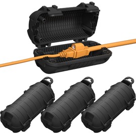 Cubierta para Cable de Extensión Exterior, Paquete de 4 Protectores de Cable de Alimentación IP54 Resistente al Agua, Caja de Conexión Eléctrica, Cubierta de Seguridad para Cable Exterior, Enchufe de