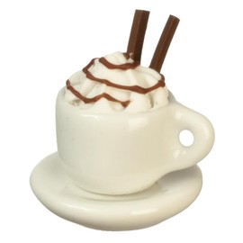Melody Jane Dolls Houses Dollhouse Coffee Mocha Latte in Cup & Saucer Cafe Drink Dining Room Accessories