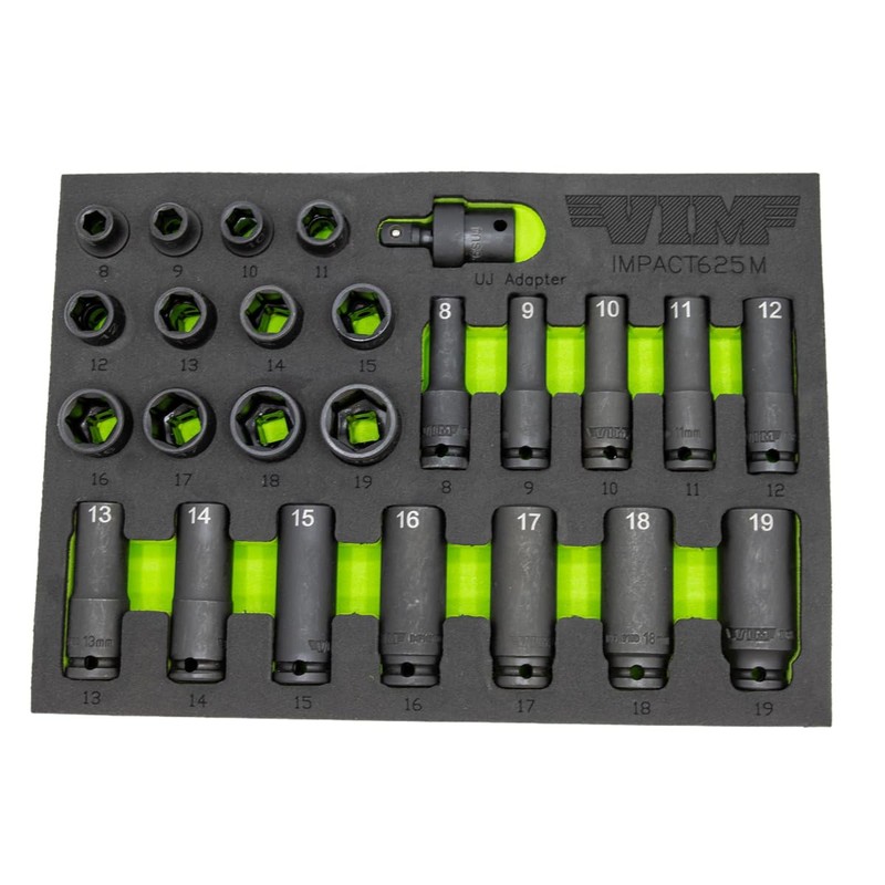 VIM Tools 25 PC. 3/8" DR. Metric Impact Socket Set