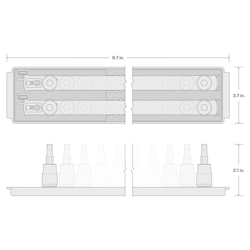 TEKTON 1/4 Inch Drive Hex Bit Socket Set with Rails