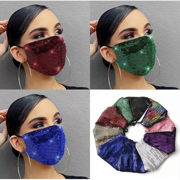 Fashion 3 Pack Adjustable Fashion Glitter Sparkly sequins Glam face