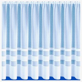 Maple Textiles Horizon Semi-Plain Stripe Ribbon Band White Net Curtain Sold By The Meter Quantity Width (42'' (107cm) Drop), (MT09)