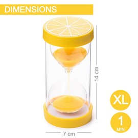 Jumbo Fruit Sand Timers for Kids – Durable, Colourful Hourglasses for Time Management and Learning – Perfect for Classrooms, Homework, Therapy, and Play (1 Min Lemon)