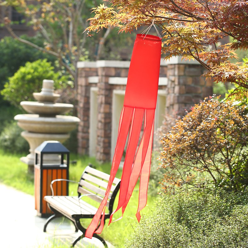 MSFHHA Red Flag WindSock Solid Color 2 Pack Stripes Wind