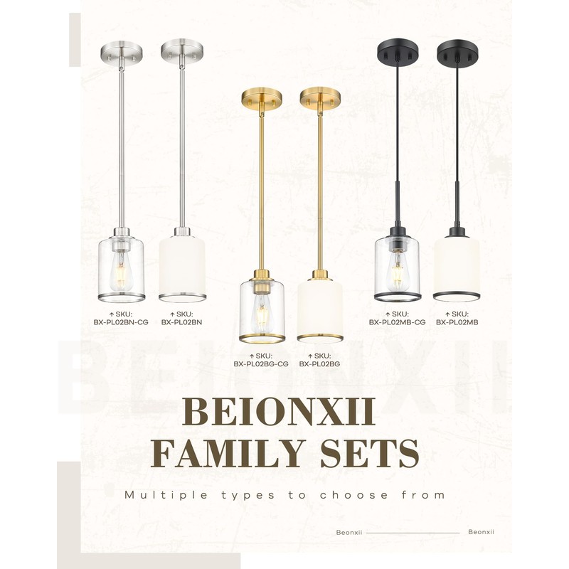 Beionxii Brushed Nickel Pendant Lights Kitchen Island, Hanging Lights Fixtures