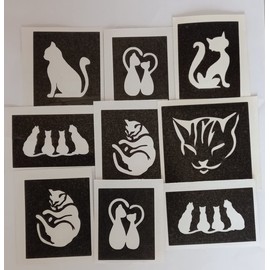 Dazzle Glitter Tattoos 10 x cat stencils for etching on glass