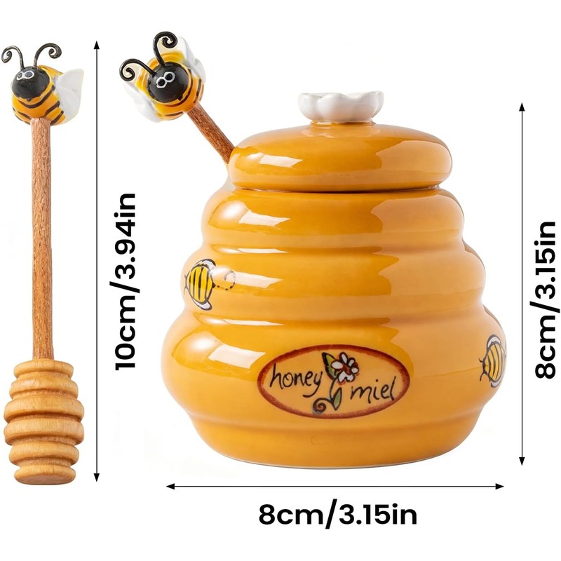 Mini Honey Jars - Ceramic No Drip Honey Container with