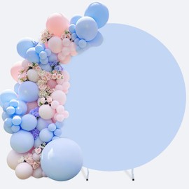 Round Backdrop Cover 7.2x7.2ft Baby Blue Circle Photography Background for Boy Birthday Party Decorations