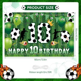 Soccer 10th Birthday Party Decorations Soccer Happy 10th Birthday Banner for Boys Teens Large Sport Themed Birthday Banner for Soccer Football 10 Birthday Anniversary Party Supplies