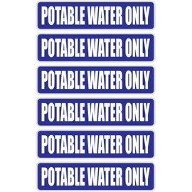 Unbranded 6 pack POTABLE WATER ONLY Vinyl Stickers | Decals Pipemarkers Plumbing Labels