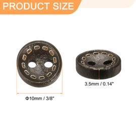sourcing map 10pcs 16L Wooden Sewing Button 3/8"(10mm) 2 Holes Wood Round Craft Replacement Buttons for Sewing Clothing Pillow DIY Crafts Decoration, Deep Brown