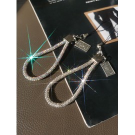 Xinjincang Silver Fashion Short Crystal Phone Lanyard Full Diamond Pendant Wrist Strap Bling Wristlet Keychain Strap for Woman Wallet Bag Credit Card Holder Lanyards and Wrist Straps Accessories