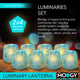 MODGY Luminary LED Lantern Candle Holder Decorative Indoor Outdoor, Plastic Candle Lamps for Wedding Table Centerpiece Porch, Flameless Floating Candles, Almond Blossom, Vincent van Gogh, 2 Packs of 4