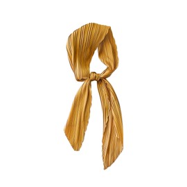 LumiSyne Pleated Square Scarf for Women Plain Silky Satin Neckerchief Lightweight Bandana Head Scarf Headpiece Hair Scarf, Turmeric