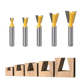 Saipor 5 Pieces 8 mm Shank Dovetail Milling Cutter Drill Sets Dovetail Woodworking Milling Tools Dovetail Common Cutter Set [1/4 Inch 1/2 Inch 3/8 Inch 5/8 Inch 3/4 Inch)