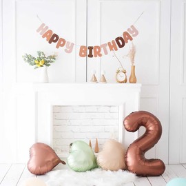 Retro Coffee Tones Happy Birthday Lettering - Party Banner - Assembled Reusable Brown Happy Birthday Sign for Rustic Birthday Party Decorations