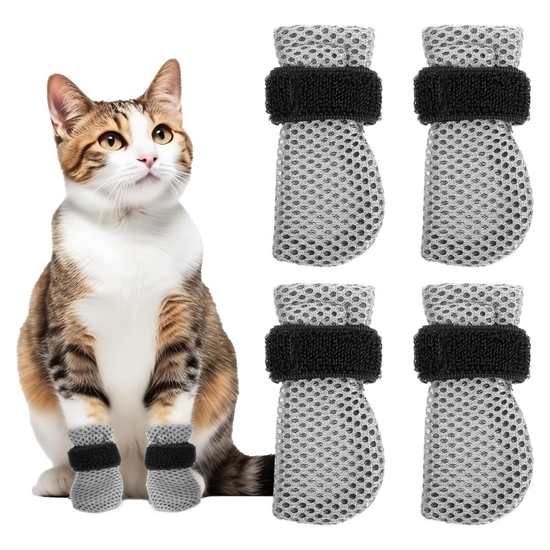 YBEATY 4 Pcs Cat Boots Anti Scratch Mittens Gloves Adjustable