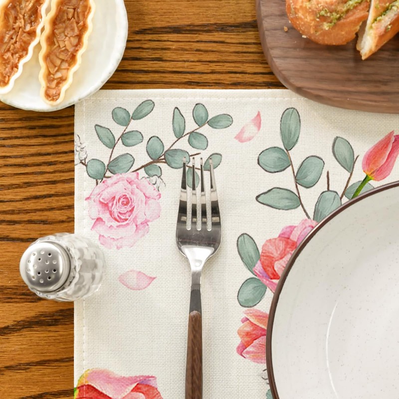 Artoid Mode Rose Vase Mother's Day Placemats Set of 4,