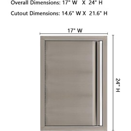 Outdoor Kitchen Door, 17" W X 24" H BBQ Access Door Brushed Stainless Steel, Single BBQ Access Door for BBQ Island Grilling Station, Outside Cabinet