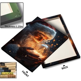 ART Christmas Canvas Wall Decor Santa Claus Holding Snow Globe Christmas Wall, Warm Winter Miracle Scene, Holiday Print Canvas for Living Room and Bedroom Décor 16x20inch