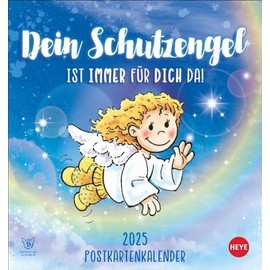 Guardian Angel Postcard Calendar 2025: Lovingly Illustrated Calendar to Stand Up and Hang Iconic Postcard Calendar. Small Calendar with 12 Cute Postcards. (Postcard Calendar Heye)