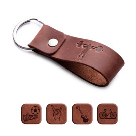 "Leather Key Chain Favorite for Men | Keyring Gift for Women & Men | Birthday & Anniversary | Full Cow Leather" (Sport)