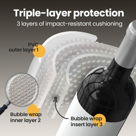 Bottle America | Triple-Layer Reusable Wine Travel Protector Sleeves | Impact & Leak Resistant | Carrier Bag Luggage | Airplane Cruise Car Trip Essentials | Gift Vacation Party | 3 Pack w/3 Bubble Wraps