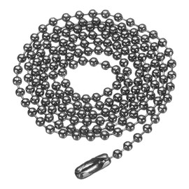 sourcing map Iron Ball Chain 2.4mm 19.7" Length Round Bead Necklace Dog Tag Pull Chains with Connectors Clasps for Men Women Jewelry Making Bracelets Keychain, Gun Black