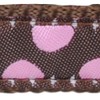 Red Dingo Designer Dog Lead, Pink Spots on Brown (25mm