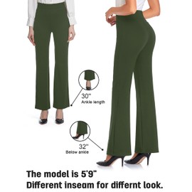 Tapata Women's 30'' High Waist Stretchy Bootcut Dress Pants Tall, Petite, Regular for Office Business Casual Olive XL/16