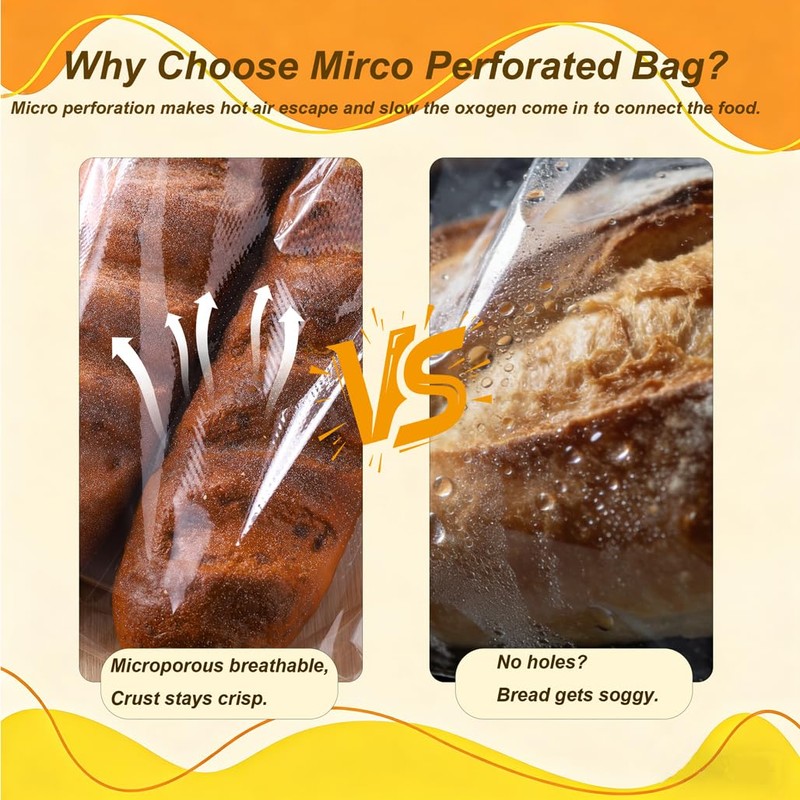 Lesibag 8 x 12 Inch Mirco Perforated Bread Bags, 100